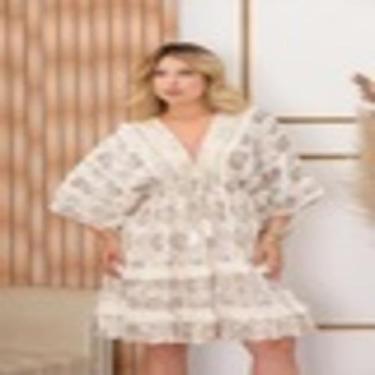 Imagem de Vestido curto boho com lurex franja l71 - DEEYAA INDIANA, Branco, UN