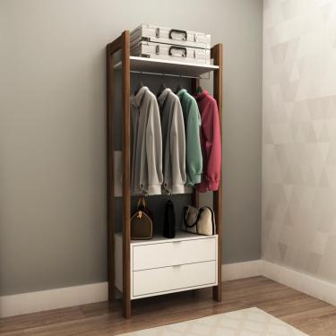 Imagem de Armário Az1011 2 Gavetas, Mdp Tecnomobili Branco/Nogal Branco/Nogal