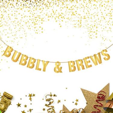 Imagem de Bandeja de champanhe Bubbly & Brews com placa de festa divertida, noivado divertido, casamento, festa de chá de panela, decorações de festa temática de cerveja, para homens ou mulheres, banner para pendurar de despedida de solteira, suprimentos de festa para adultos