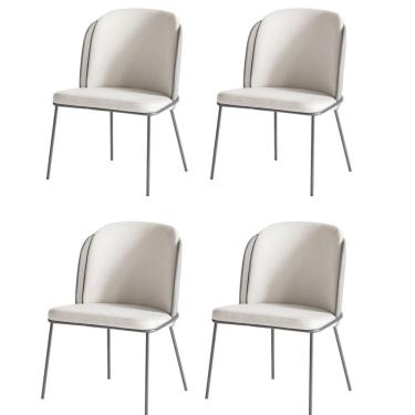 Imagem de Kit 4 Cadeiras Tay Para Sala De Jantar Ou área Gourmet-tecido Costas Linho 60-frente Linho 22