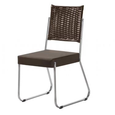 Imagem de Cadeira De Jantar Aço Nobre Claudia Com Assento Estofado Marrom