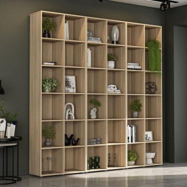 Imagem de Kit Estante Para Livros Com 12 Nichos 221cm X 222cm Caracol Castanho