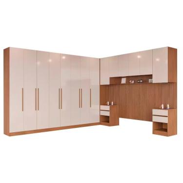 Imagem de Guarda Roupa Modulado Casal Ponte 140 Lugano 14 Portas Avelã Cappuccino