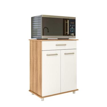 Imagem de Balcão Multiuso Isis Duplo 2 Portas 1 Gaveta Nicioli Freijo Com Off White