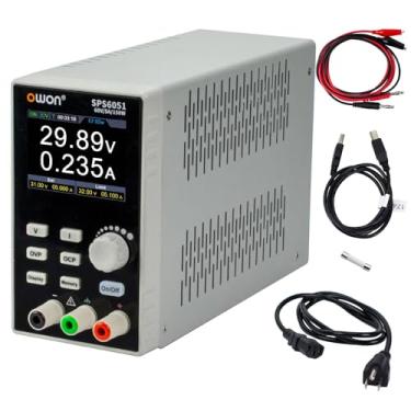 Imagem de OWON Fonte De Alimentação Cc, 0-60 V 0-5 A, Bancada Regulada Por Comutação Ajustável Com Saída 150 W, Suporta Programação Computador, Função Monitoramento Curva Tensão/Corrente Sps6051