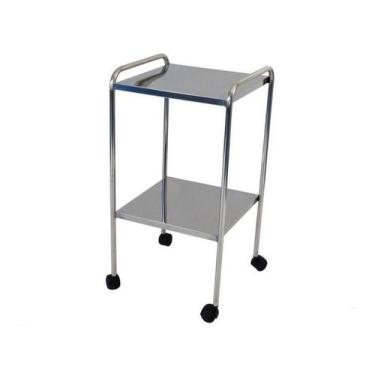 Imagem de Mesa Auxiliar 40 X 40 X 80 com Varanda e Rodizios Inox - BR CIRURGICA