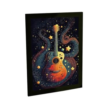 Imagem de Quadro Decorativo Violão Ilustração Céu Estrelado Decoração Poster Quarto Sala