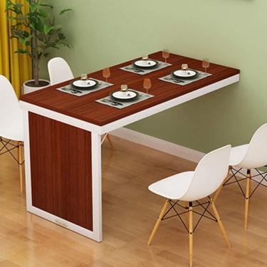 Imagem de Mesa De Mesa De Parede Suspensa, Mesa De Jantar Dobrável De Madeira Maciça, Mesa De Computador De Estação De Trabalho Hging Com Economia De Espaço Multifuncional, Teak Color + White, 80*50cm/31*20in