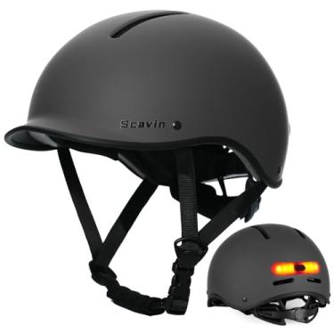 Imagem de Scavin Capacete De Bicicleta Para Adultos: Com Interior Espuma Eps Homens E Mulheres, Luz Led Ajustável Ciclismo, Certificado Segurança Deslocamento Diário, Ciclismo Estrada, Scooter (Preto Furtivo,
