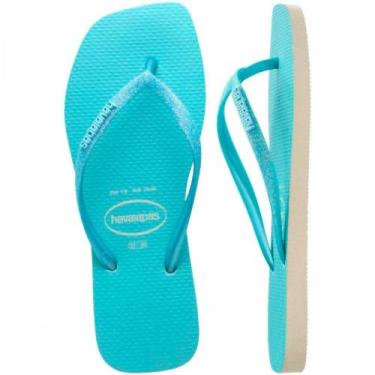 Imagem de Chinelo Havaianas Slim Square Glitter Neon, Azul, 35/36