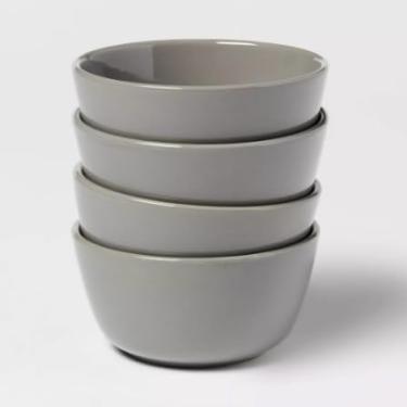 Imagem de Threshold Mini tigelas de grés, 227 g, conjunto de 4, pode ir ao micro-ondas e à máquina de lavar louça (cinza)