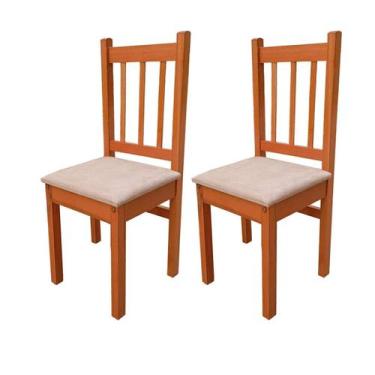 Imagem de Kit 2 Un Cadeira Estofada Suede Amassado Canela Cacau Zamarchi