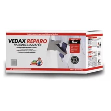 Imagem de Argamassa 12kg Bloqueador De Umidade Impermeabilizante Parede E Rodapé Reparo Total Paredes Anti Mofo Bolor Bolhas Vedax