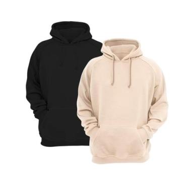 Imagem de Kit Moletom Masculino Blusa Masculina Canguru sem Ziper com Capuz Liso