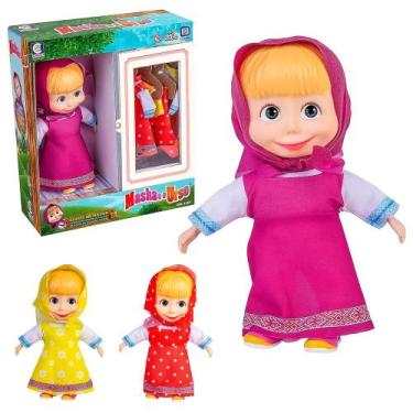 Imagem de Boneca Brinquedo Closet Da Masha 23cm Com 3 Vestidos 2567 - Cotiplás