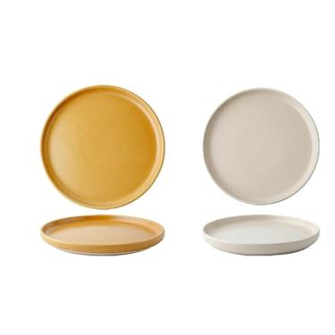 Imagem de Prato de cerâmica para bife de restaurante, prato individual de comida ocidental - cores misturadas, pacote com 2