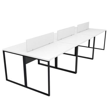 Imagem de Escrivaninha para Escritório 6 Lugares Industrial Branco