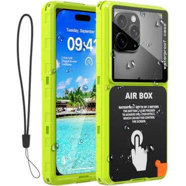 Imagem de Capa de telefone impermeável, capa de telefone de mergulho subaquático para iPhone 16/15/14/13 Pro Max, Samsung Galaxy S25/S24/S23 Ultra, Google/Moto até 6,9 polegadas (verde fluorescente)