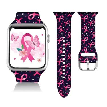 Imagem de Pulseira de substituição compatível com Apple Watch 38/40/41/42/44/45 mm para mulheres e homens, pulseira de silicone macio para Iwatch séries 9, 8, 7, 6, 5, 4, 3, 2, 1, SE.38 mm/40 mm/41 mm. Câncer