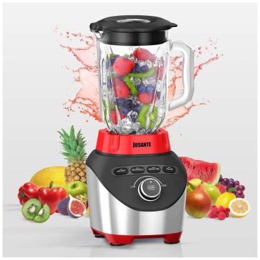 Imagem de Liquidificador de Bancada 1,8L com Jarra de Vidro e Múltiplas Velocidades, 110V 1200W, JUSANTE, Vermelho