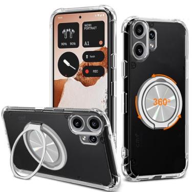 Imagem de Capa para celular CMF para celular 2 Pro, suporte giratório de 360° [não amarelo] transparente 4 cantos à prova de choque capa protetora de grau militar para Nothing CMF Phone 2 Pro - transparente