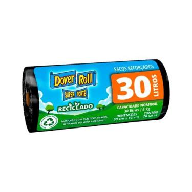 Imagem de Saco de Lixo Reciclado Preto 30 Litros Dover Roll - 20 unidades