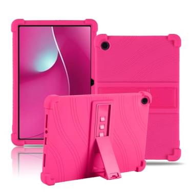Imagem de Capa para tablet T-Mobile Revvl Tab 2 de 10,1 polegadas, capa de proteção para tablet NOUKAJU Tablet, suporte ajustável, silicone macio, capa de proteção de silicone para Revvl Tab 2 (vermelho-rosa)