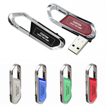 Imagem de Pen drive USB personalizado, pacote com 50 unidades de metal personalizado, pen drive USB 2.0 com gancho, ideal para presentes corporativos, eventos de negócios e brindes promocionais (128 GB, sem