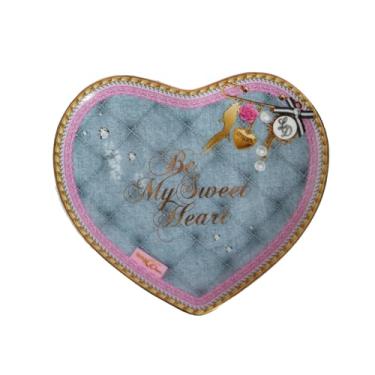 Imagem de Prato plano ocidental de cerâmica minimalista estilo europeu rosa fresco e adorável -14 cm denim azul prato em forma de coração