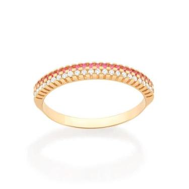 Imagem de Meia Aliança Rommanel Cravejada Zircônias 513084 513085, 12, Rosa com 