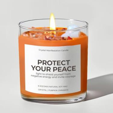 Imagem de Vela de outono para casa, velas perfumadas de baunilha de biscoito amanteigado, vela de aromaterapia com cristais, velas de soja de 293 ml para casa perfumada, presentes para mulheres, amigas, mães