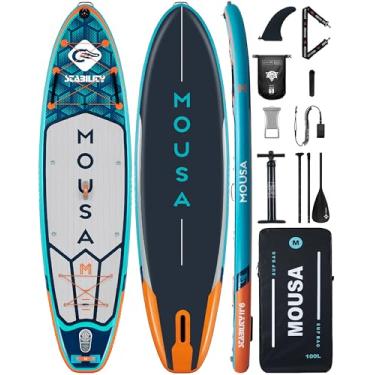 Imagem de Mousa Prancha de Stand Up Paddle Inflável Extra Larga de 11'6''×35", Sup Longo Estável para 2 Pessoas/Família, Alça de Ombro, 5 Alças, Mochila de 100L, Prancha de Sup Versátil, Barbatana Grande Removí