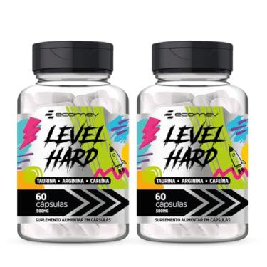 Imagem de Pré Treino Level Hard Cafeina Taurina Arginina 500Mg 60 Cápsulas - Ecomev (Kit 2)