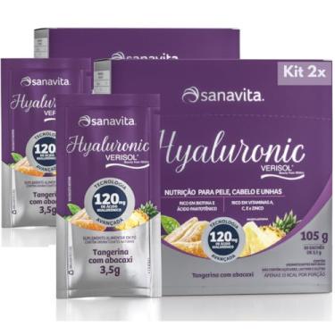 Imagem de Hyaluronic Verisol Sanavita - Kit 2x Colágeno com Ácido Hialurônico Vitaminas e Minerais - 60 Sachês (105g, Tangerina com Abacaxi)