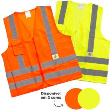 Imagem de Colete Refletivo Segurança Faixa Sinalizador Obras Trânsito com bolso 