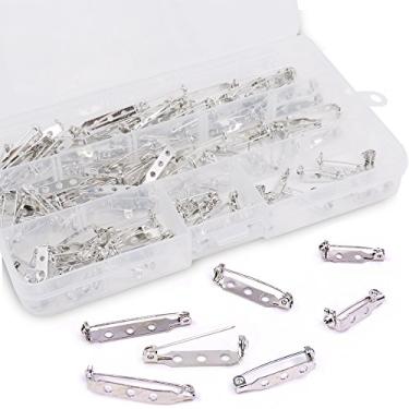 Imagem de Rustark 120 peças, 3 tamanhos, broche de fecho traseiro de pino prateado para artesanato de crachá, artesanato de joias, tecido de costura, confecção de corsage - Pequeno/Médio/Grande