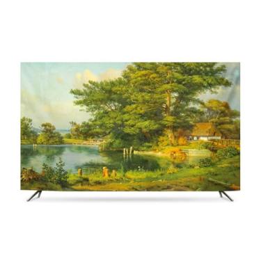 Imagem de Capa de TV 32-80 polegadas Capas de TV Verde Poliéster Tecido À Prova de Poeira Suave Capa Protetora de Tela de TV Moderna Pendurada/Curva LCD/LED Decoração Interna Verde-5||80 cm
