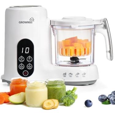 Imagem de GROWNSY Máquina de fazer alimentos para bebês com cesta a vapor, processador de comida de bebê em uma etapa, moedor de purê a vapor, moedor de cozimento automático e esterilização para alimentos