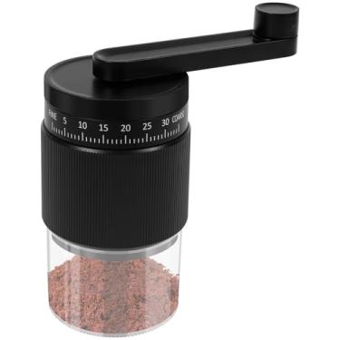 Imagem de Moedor de café manual portátil, manivela, moedor de grãos de café com 35 configurações ajustáveis para acampamento de escritório em casa (preto, 1)