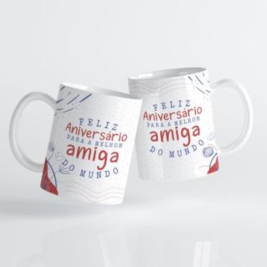 Imagem de Caneca xicara porcelana feliz aniversário melhor amiga 25EI