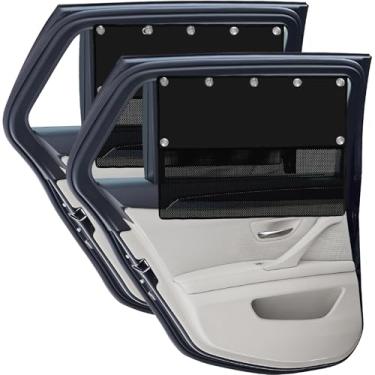 Imagem de 2 peças de persianas de janela de carro para proteção UV do bebê, meio blackout e meia cortina transparente para janela traseira, ajuste universal na maioria (99%) das capas de janelas de carros para