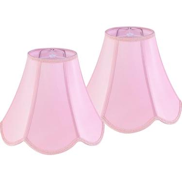 Imagem de GO&SO 2 peças de abajur rosa abajur recortado médio, 15 cm superior x 33 cm inferior x 26 cm altura vertical (aranha), persianas de sino para luminárias de mesa e luminária de chão, abajur moderno