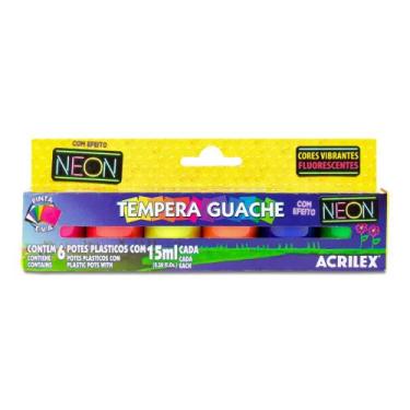 Imagem de Guache Acrilex neon 6 cores 15ml cada