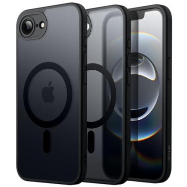 Imagem de JETech Capa Magnética para iPhone 16e 6,1 Polegadas Compatível com MagSafe, Case de Telefone Traseira Fosca Translúcida, Capinha de Fina e Minimalista à Prova de Choque (Preto)