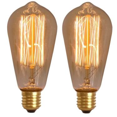 Imagem de Kit 2x Lâmpada Filamento Carbono Retrô Vintage ST64 40W E27 Âmbar Dimerizável (Tensão 220V)