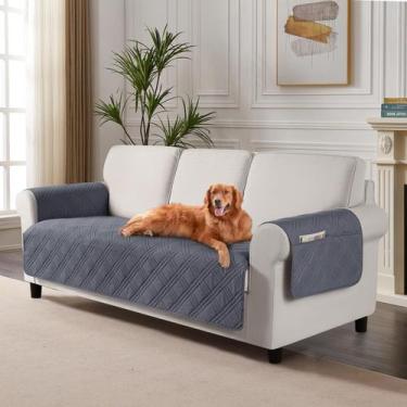 Imagem de Capa de sofá TAOCOCO impermeável para cães de estimação, sofá de 3 lug