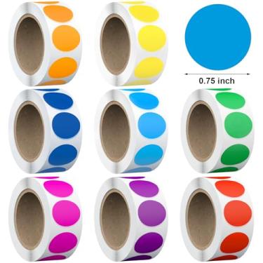 Imagem de 4000 peças de adesivos coloridos de 9,5 cm para crianças pequenas, Wmiwulien 8 rolos redondos sortidos adesivos de preço de venda de garagem para sala de aula, estudantes, professores, casa, 8