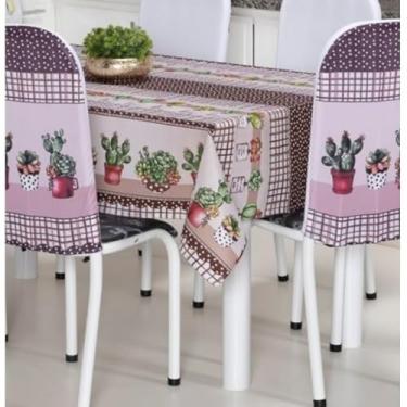 Imagem de Toalha de Mesa Oxford Premium Estampada 100% Poliéster Retangular Vários Tamanhos (4, 6, 8, 10 e 12 Lugares) (Est Cacto, 4 Lugares)