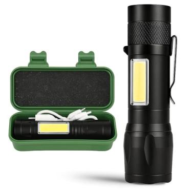 Imagem de Lanterna Tática LED Recarregável USB – Super Potente, Zoom Ajustável, 3 Modos + COB Lateral, Resistente à Água – Ideal para Camping, Trilhas, Pesca, Emergências e Uso Profissional