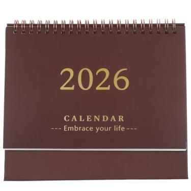 Imagem de NUOBESTY Calendário de mesa 2025-2026 pequeno para mesa para casa, escola, escritório, agenda mensal, café, 19 x 16,5 cm